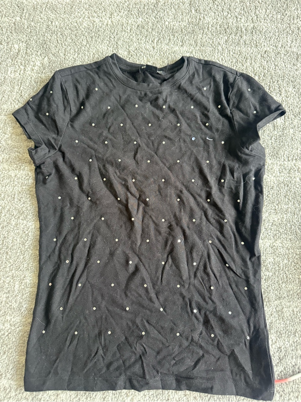 Good American Black Short Sleeve Tee with Silver Studs